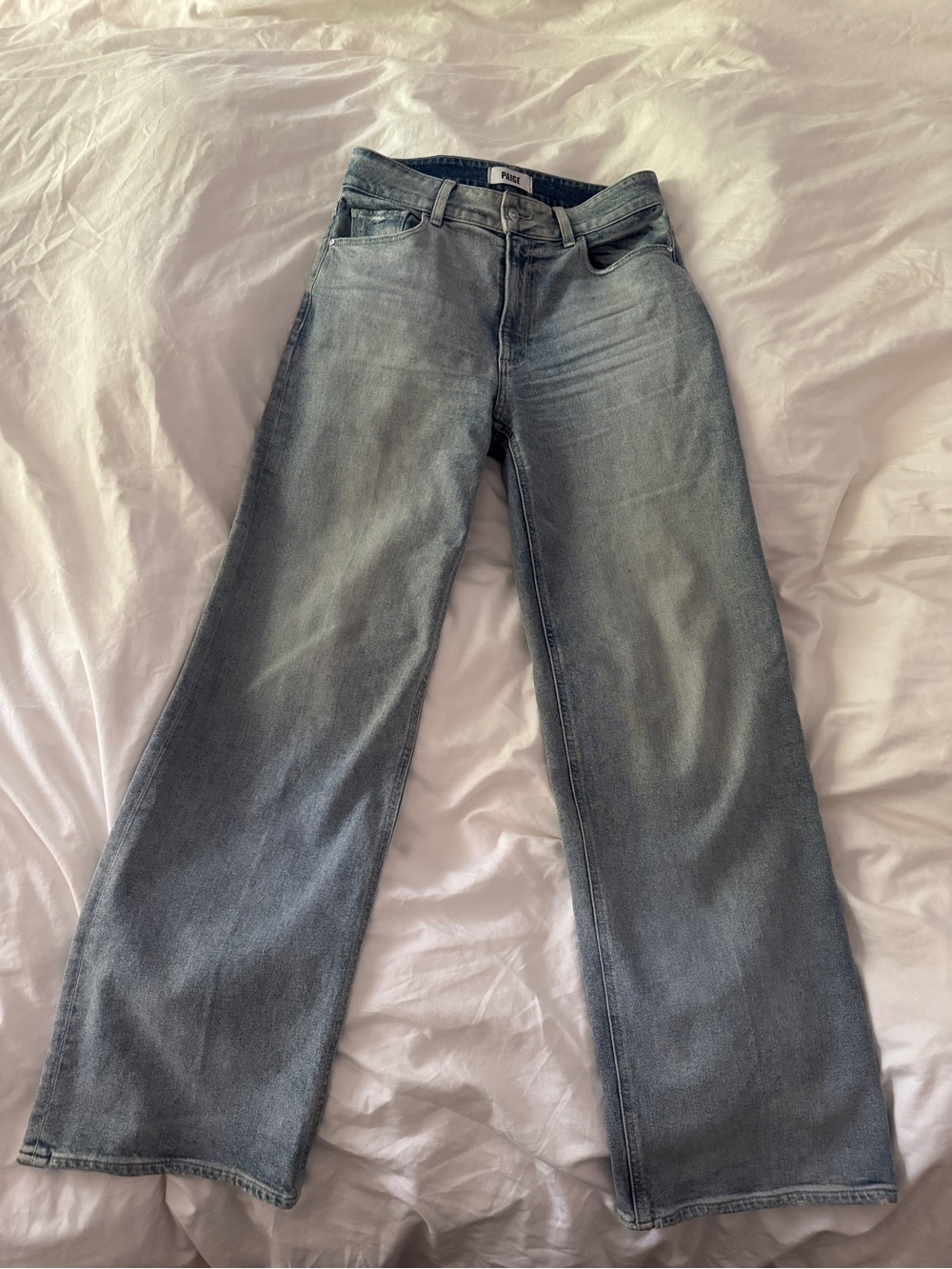 PAIGE Light Wash High-Rise Wide Leg Jeans - Picture 7 of 16